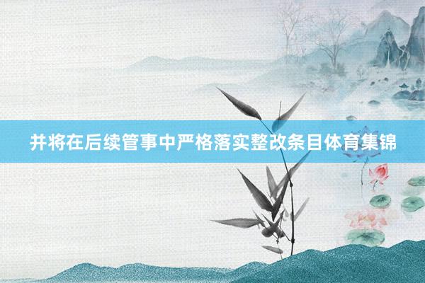 并将在后续管事中严格落实整改条目体育集锦