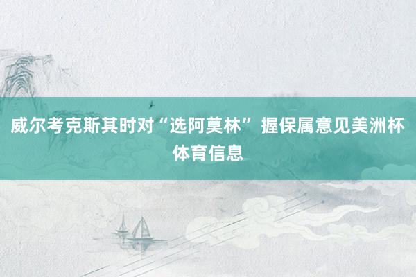 威尔考克斯其时对“选阿莫林” 握保属意见美洲杯体育信息