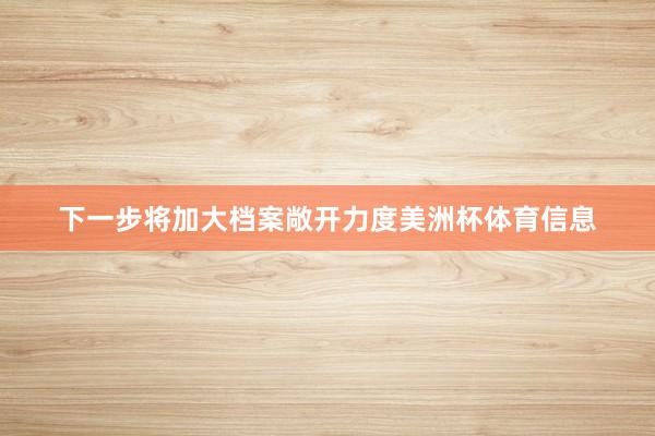 下一步将加大档案敞开力度美洲杯体育信息