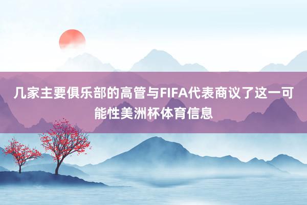 几家主要俱乐部的高管与FIFA代表商议了这一可能性美洲杯体育信息