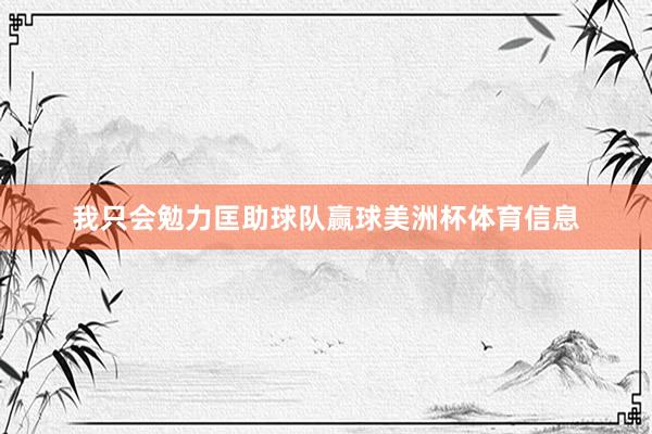 我只会勉力匡助球队赢球美洲杯体育信息