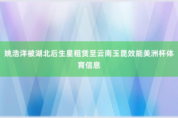 姚浩洋被湖北后生星租赁至云南玉昆效能美洲杯体育信息