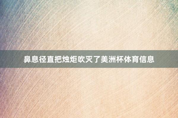 鼻息径直把烛炬吹灭了美洲杯体育信息