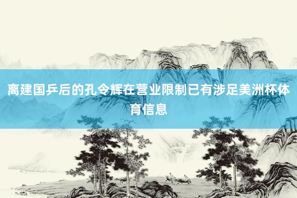 离建国乒后的孔令辉在营业限制已有涉足美洲杯体育信息
