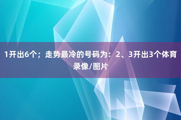 1开出6个；走势最冷的号码为：2、3开出3个体育录像/图片
