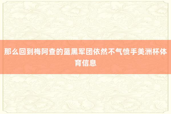 那么回到梅阿查的蓝黑军团依然不气愤手美洲杯体育信息