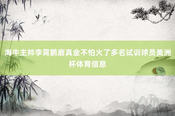 海牛主帅李霄鹏磨真金不怕火了多名试训球员美洲杯体育信息