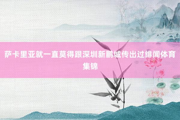 萨卡里亚就一直莫得跟深圳新鹏城传出过绯闻体育集锦