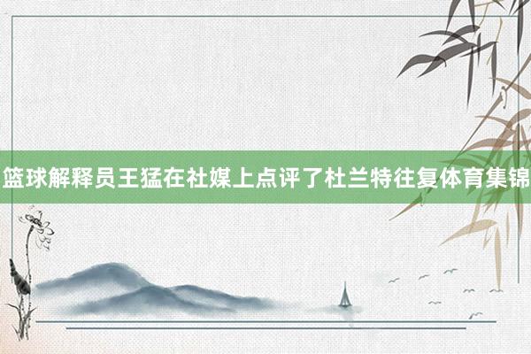 篮球解释员王猛在社媒上点评了杜兰特往复体育集锦