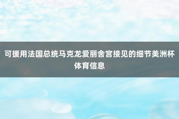 可援用法国总统马克龙爱丽舍宫接见的细节美洲杯体育信息