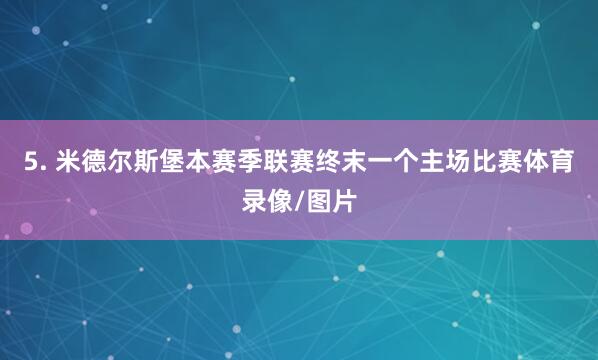 5. 米德尔斯堡本赛季联赛终末一个主场比赛体育录像/图片