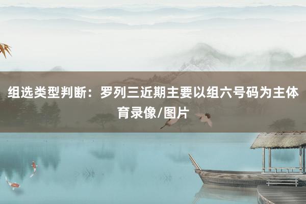 组选类型判断：罗列三近期主要以组六号码为主体育录像/图片
