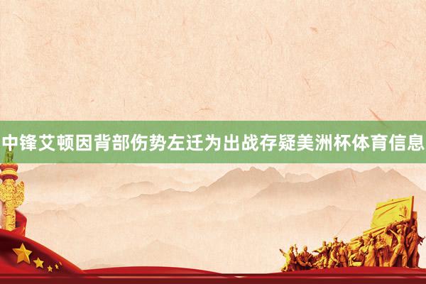 中锋艾顿因背部伤势左迁为出战存疑美洲杯体育信息